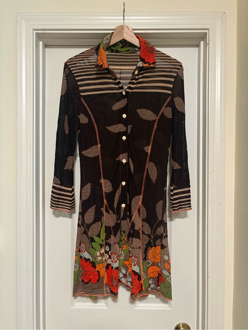Y2K Vintage Fairy floral mesh Button Down Dress In Size Small